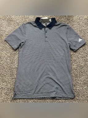 Adidas AdiClub Beyond Textured Golf Polo Shirt Blue Mens Size Medium JH1344